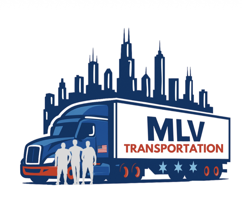 MLV Transportation Chicago skyline and truck logo